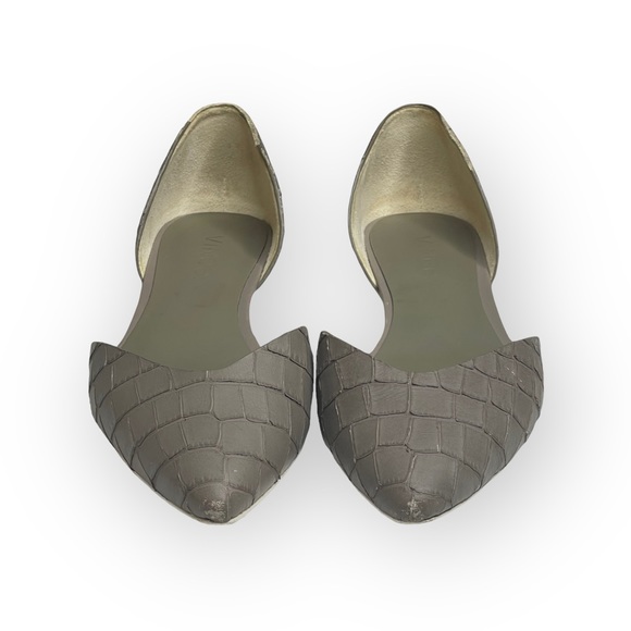 Vince ❃ Tara D’Orsay Pointy Toe Ballet Flat ❃ Embossed Leather ❃ Taupe Grey ❃ 39 - Picture 10 of 16